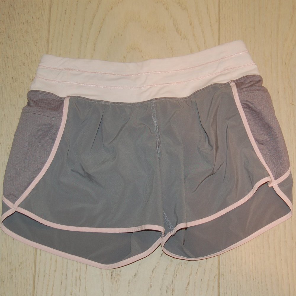 Lululemon Run In The Sun Short Stripe White Blush Quartz Gray Pink